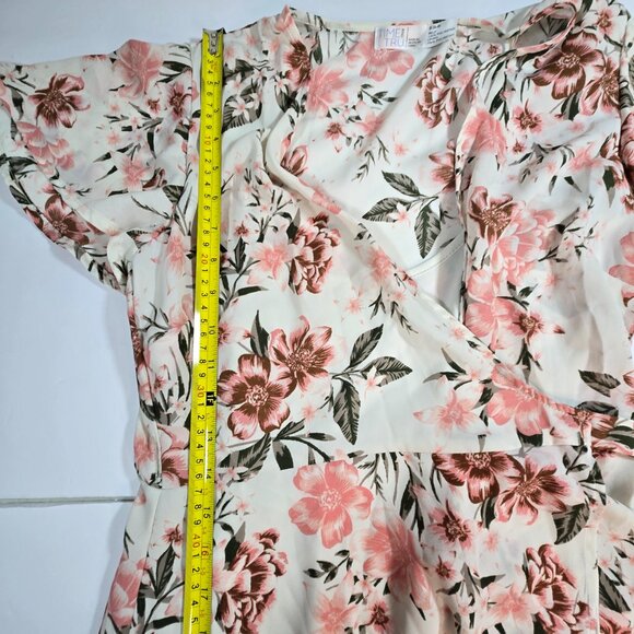 Time and Tru Floral Wrap Midi Dress Tie Waist Short Sleeve Size M - Picture 13 of 16